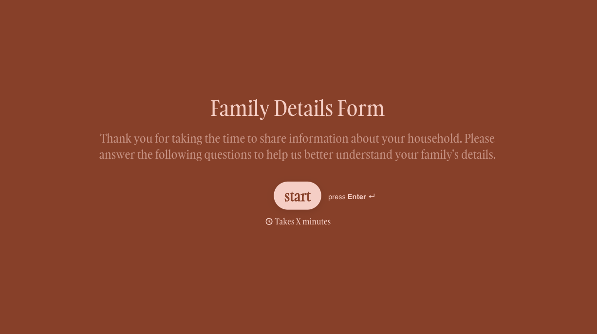 Family Details Form Template