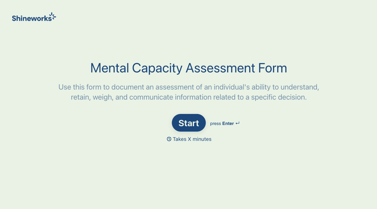 Mental Capacity Assessment Form Template