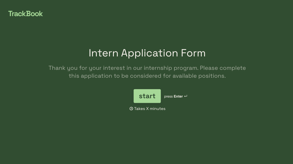 Intern Application Form Template