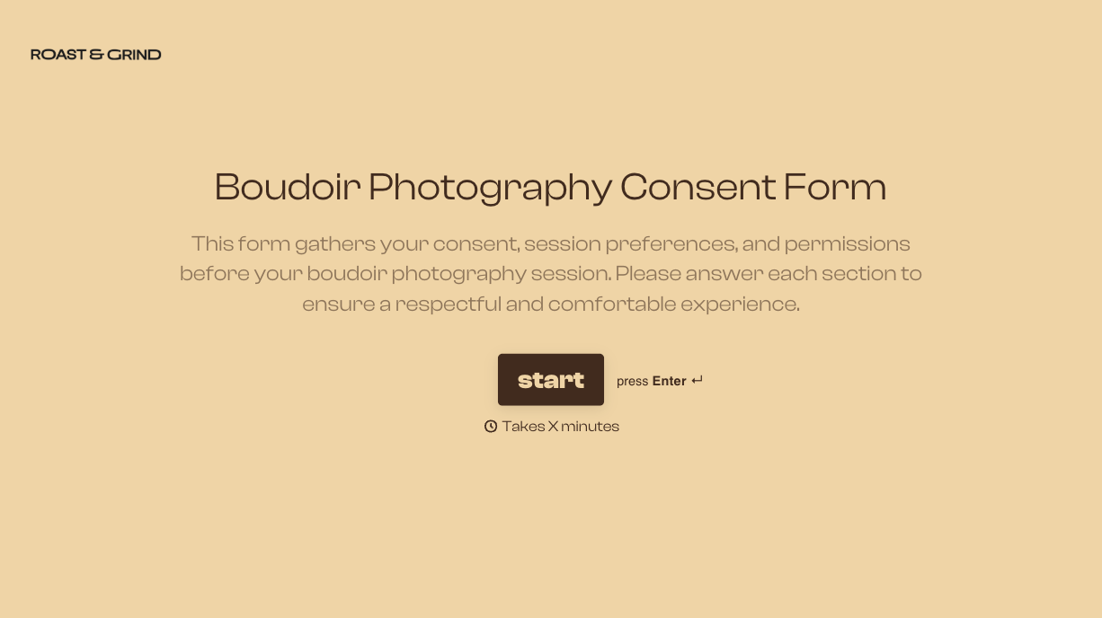 Boudoir Photography Consent Form Template