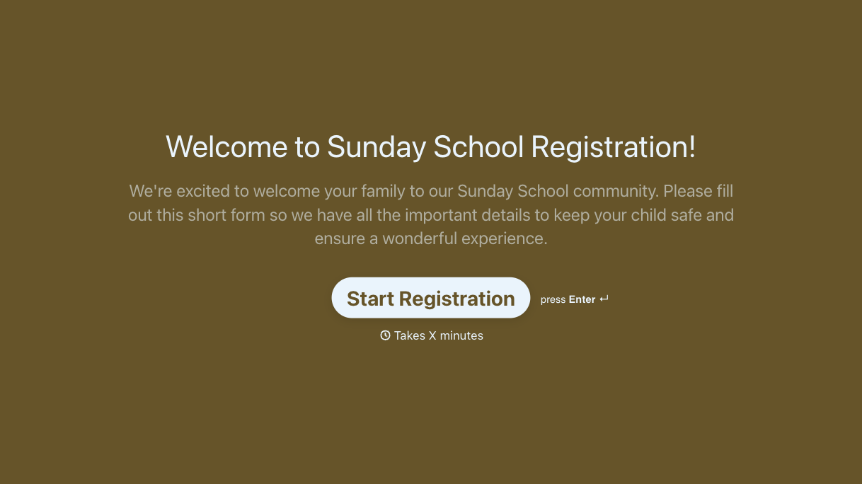 Sunday School Registration Form Template