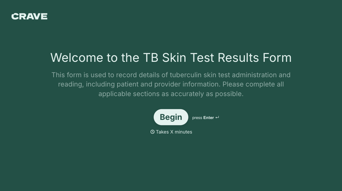 TB Skin Test Results Form Template