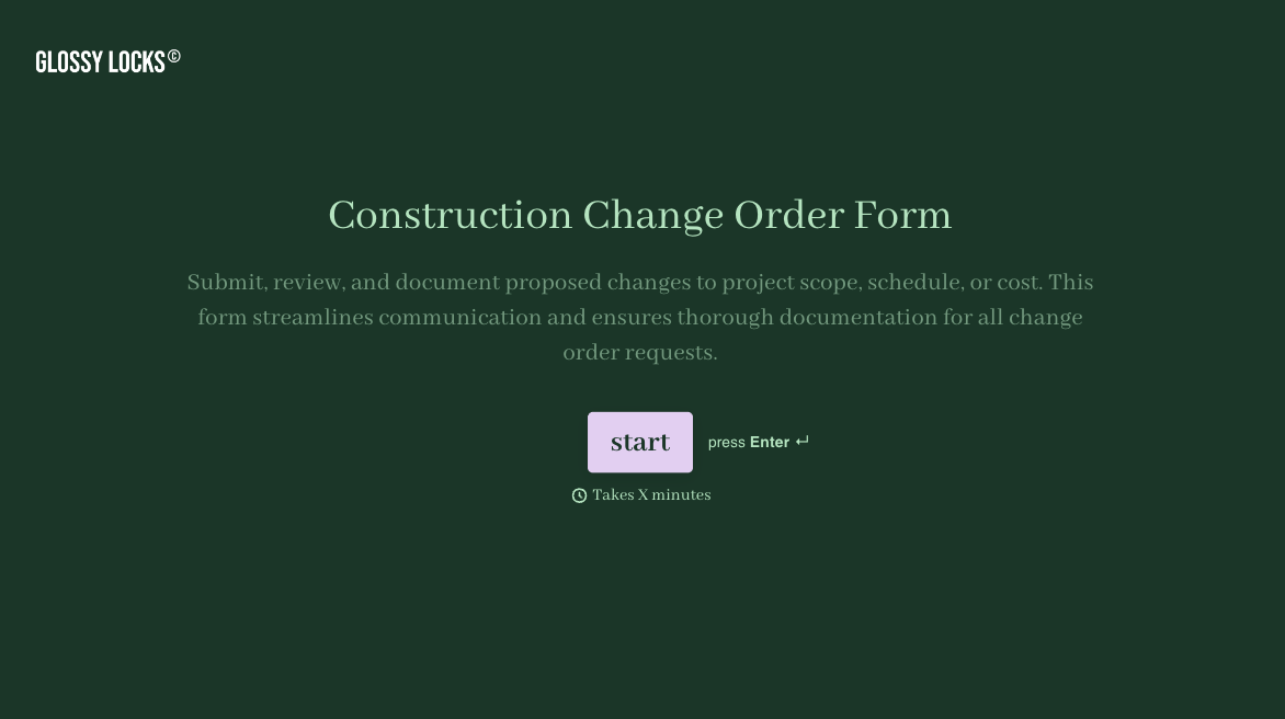 Construction Change Order Form Template