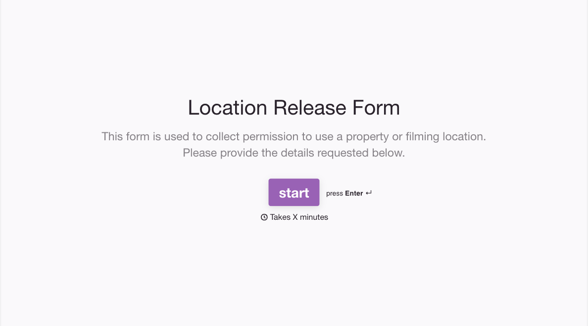 Location Release Form Template