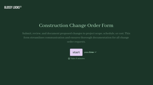 Construction Work Order Form Template