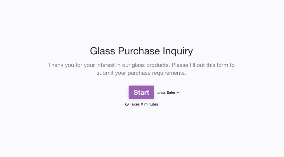 Glass Purchase Form Template