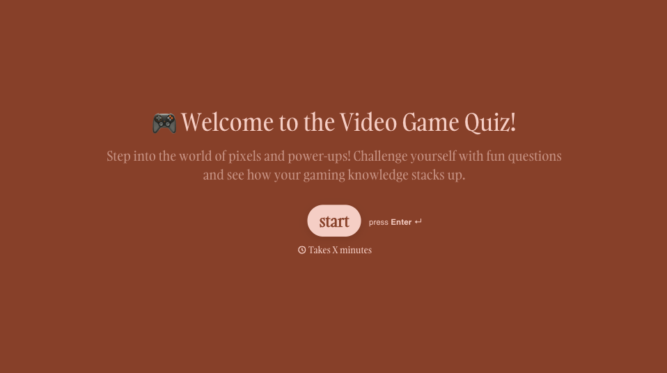 Video Game Quiz Form Template