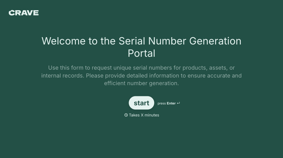 Serial Number Generator Form Template