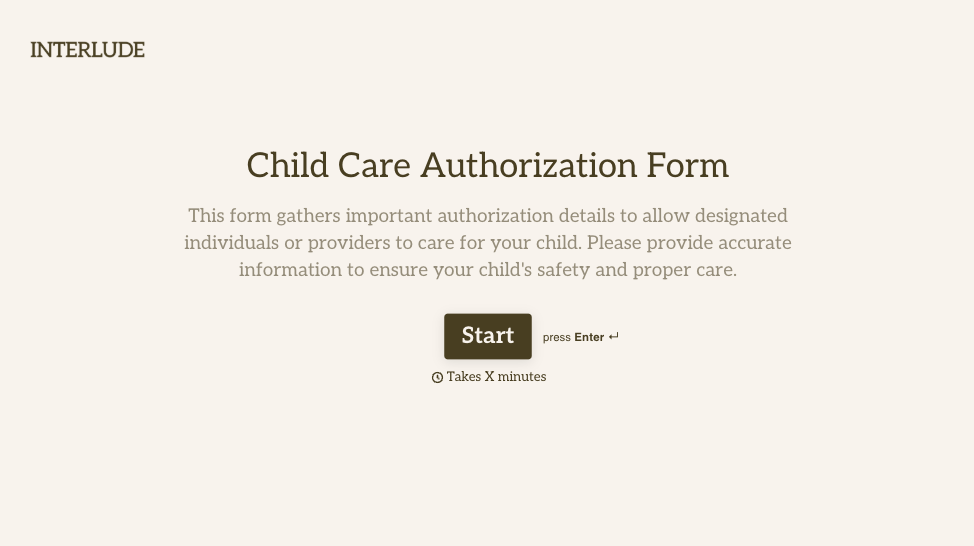 Child Care Authorization Form Template