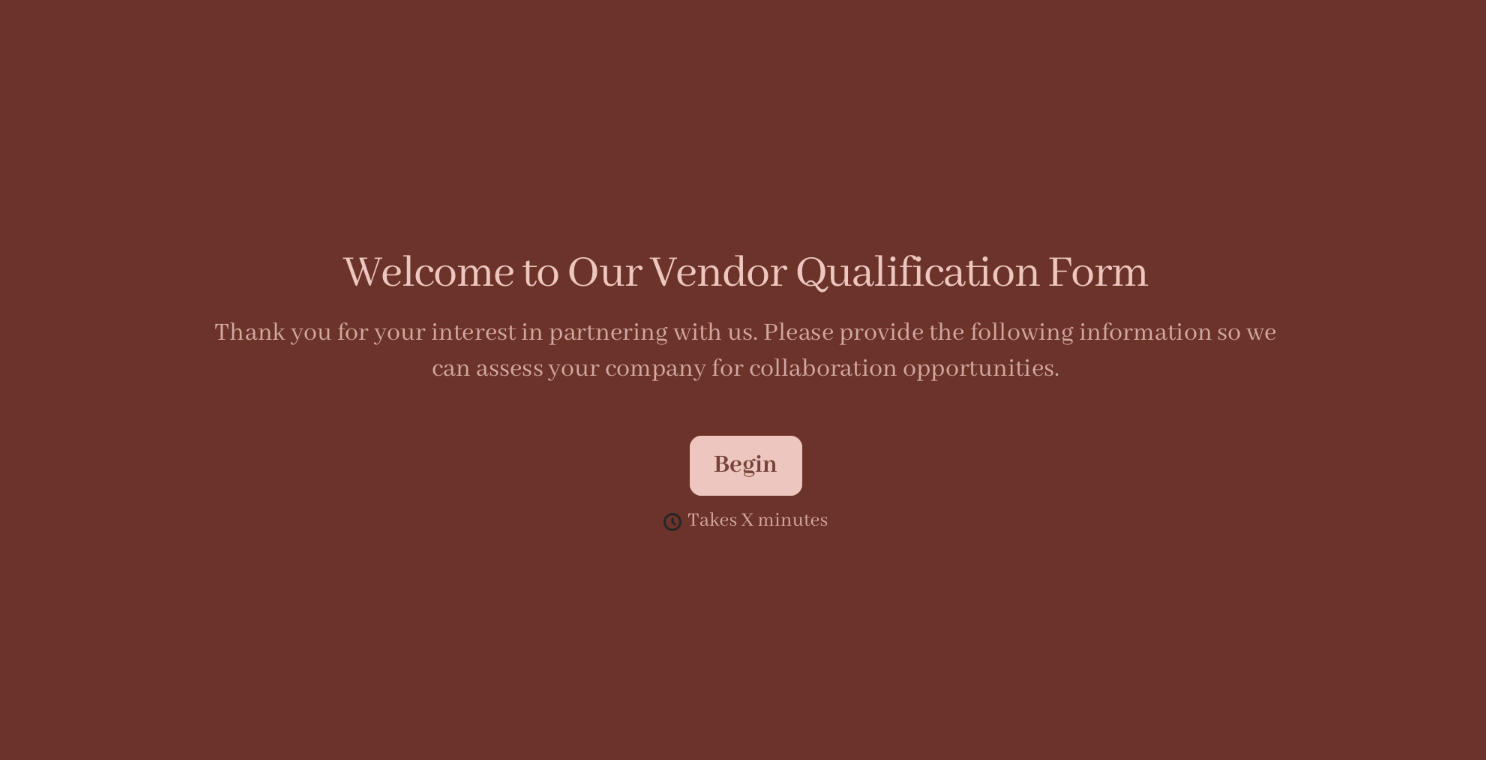 New Vendor Form Template