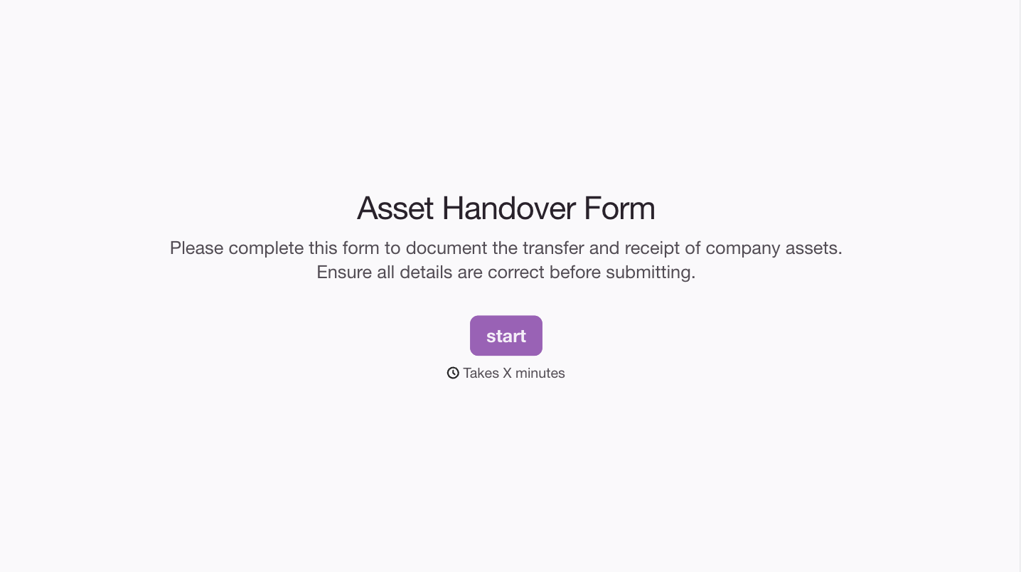 Asset Handover Form Template