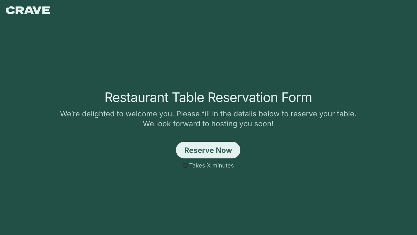 Restaurant Table Reservation Form Template