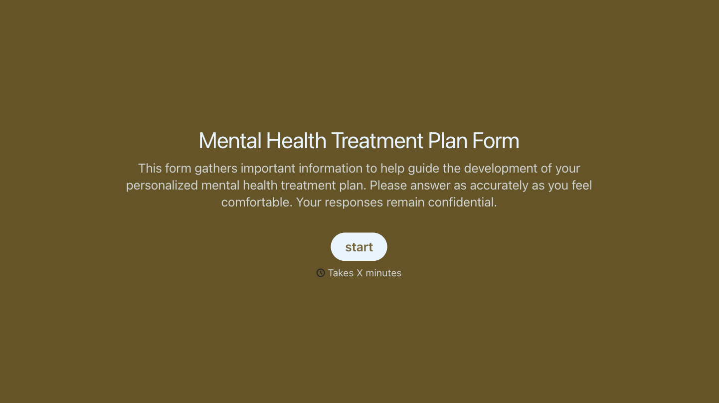 Mental Health Treatment Plan Form Template