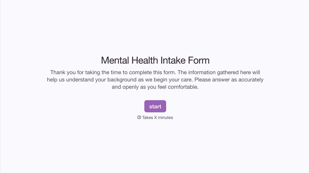 Mental Health Intake Form Template