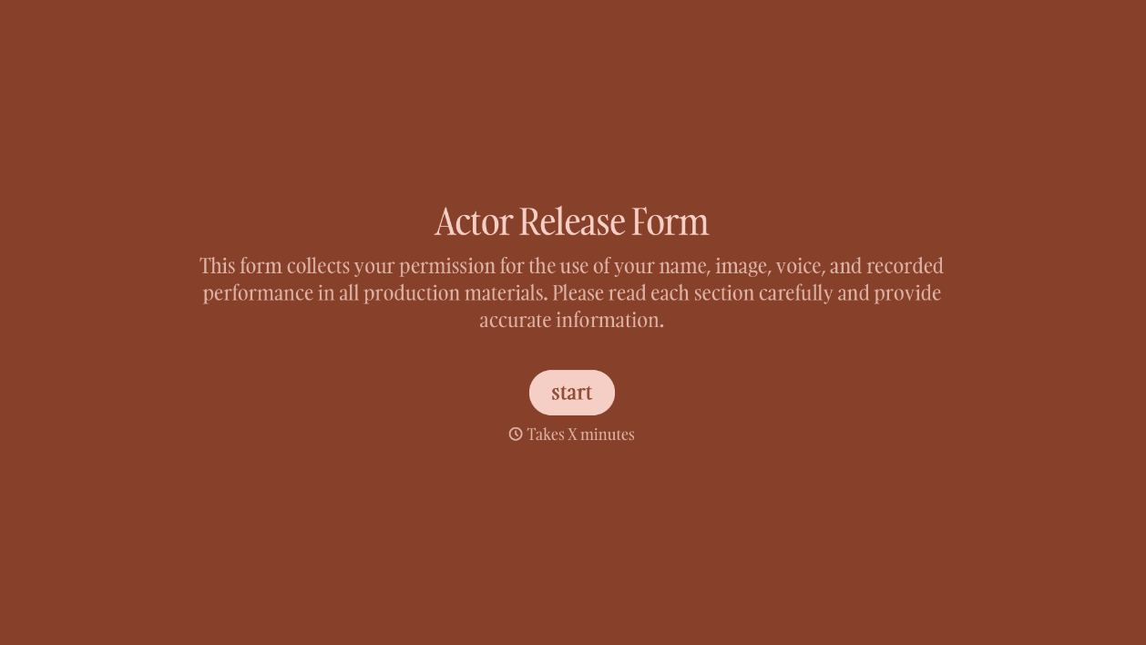 Actor Release Form Template