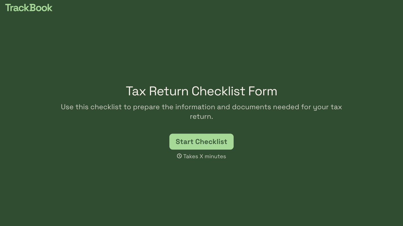 Tax Return Checklist Form Template