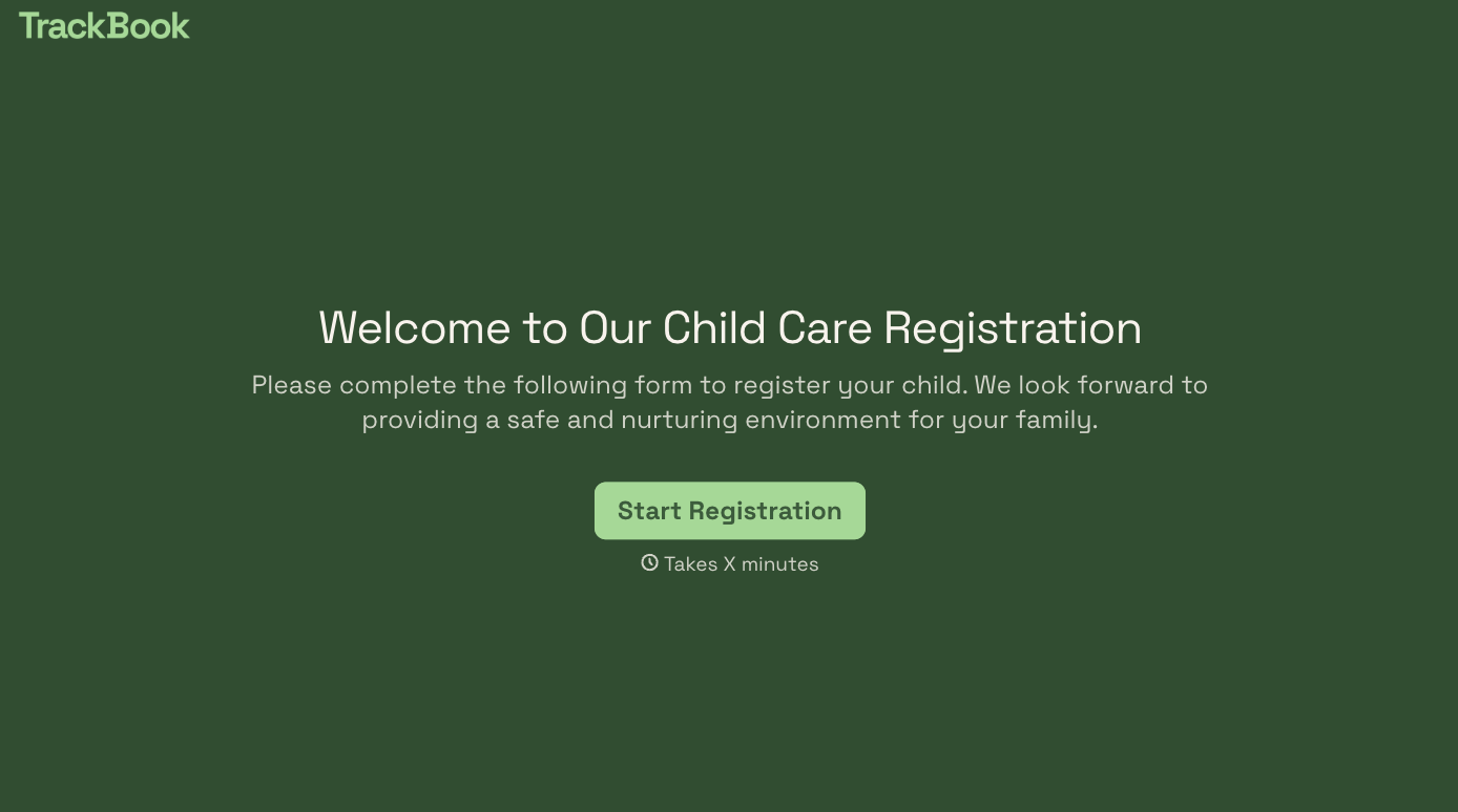 Child Care Registration Form Template