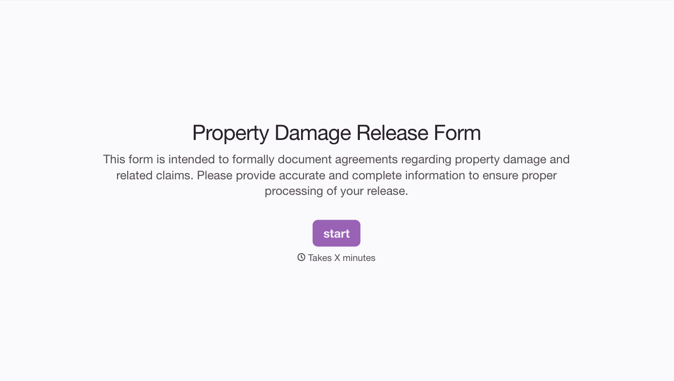 Property Damage Release Form Template