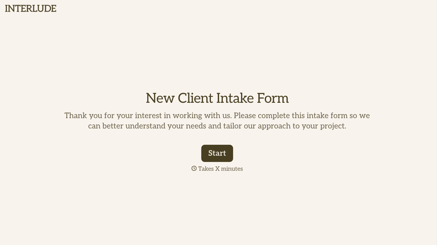 New Client Intake Form Template