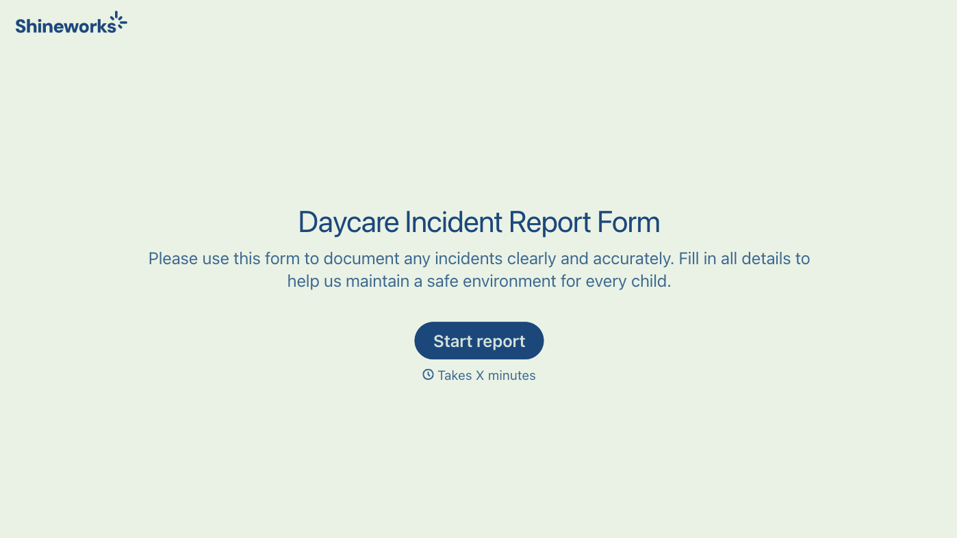 Daycare Incident Report Form Template
