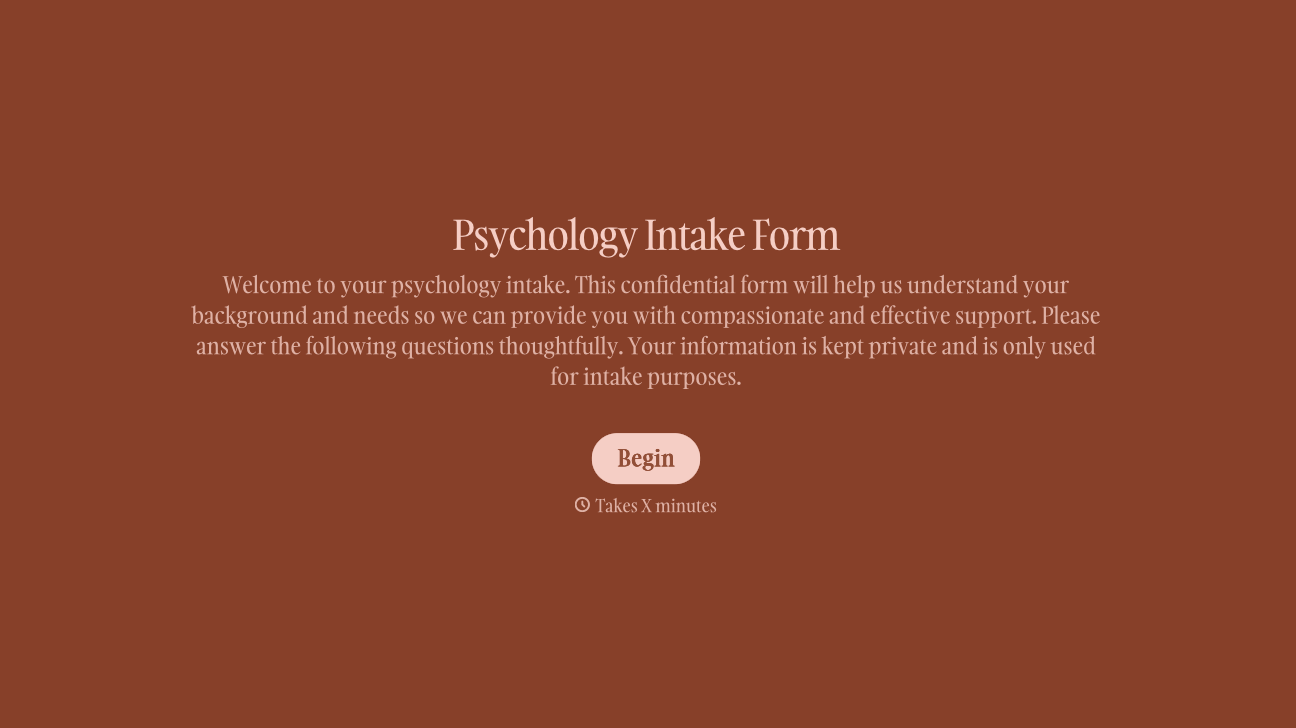 Psychology Intake Form Template