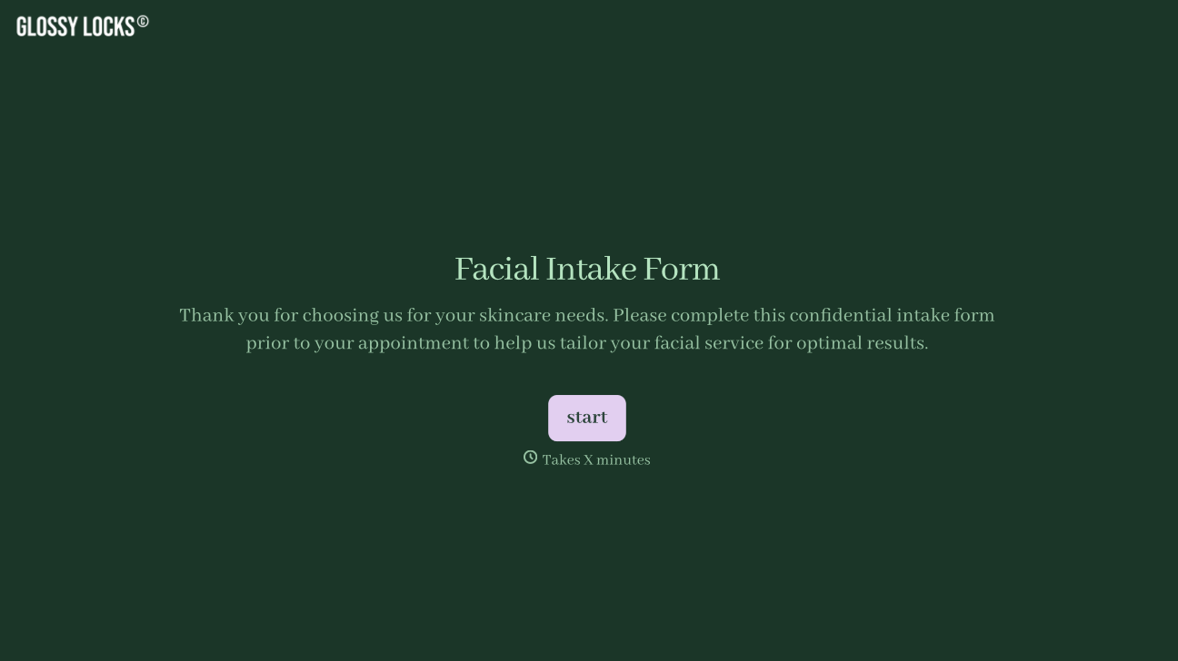 Facial Intake Form Template