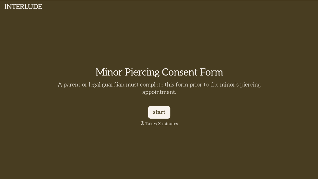 Minor Piercing Consent Form Template