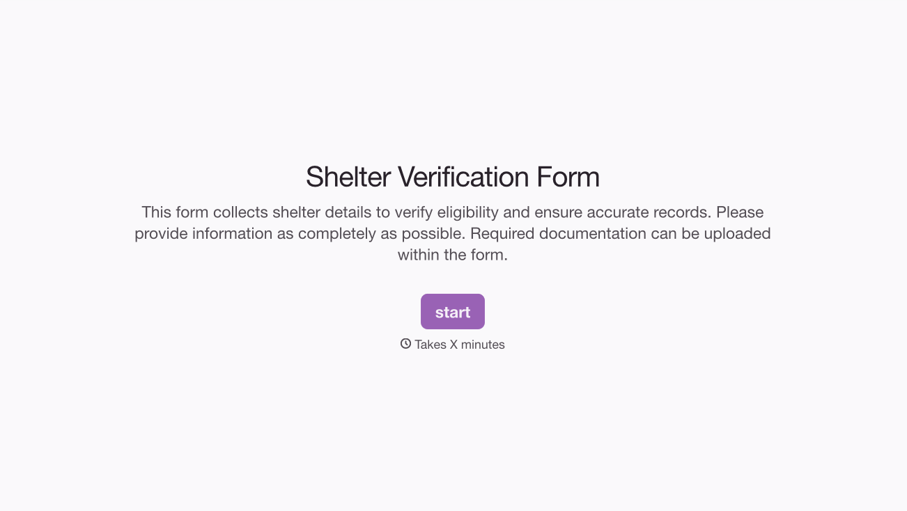 Shelter Verification Form Template
