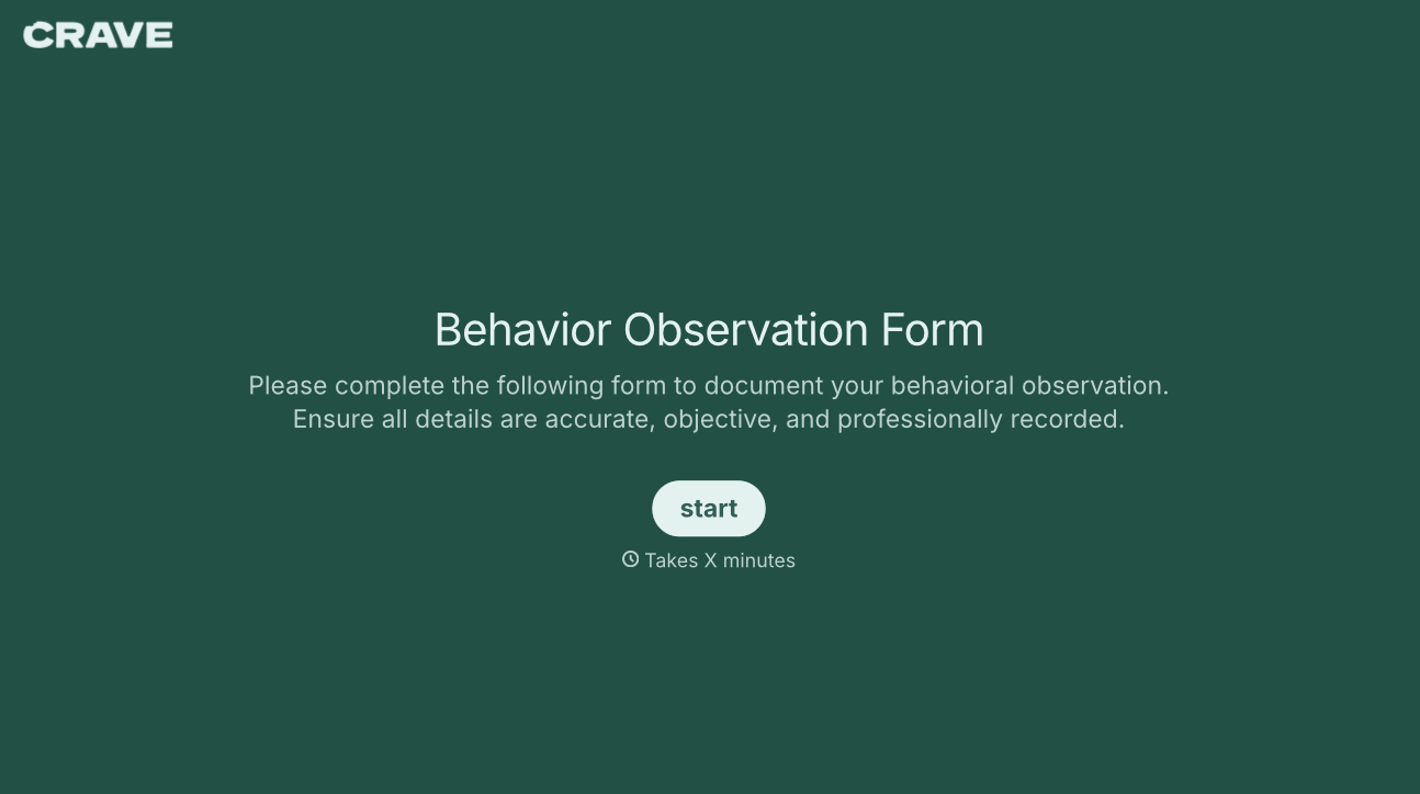 Behavior Observation Form Template