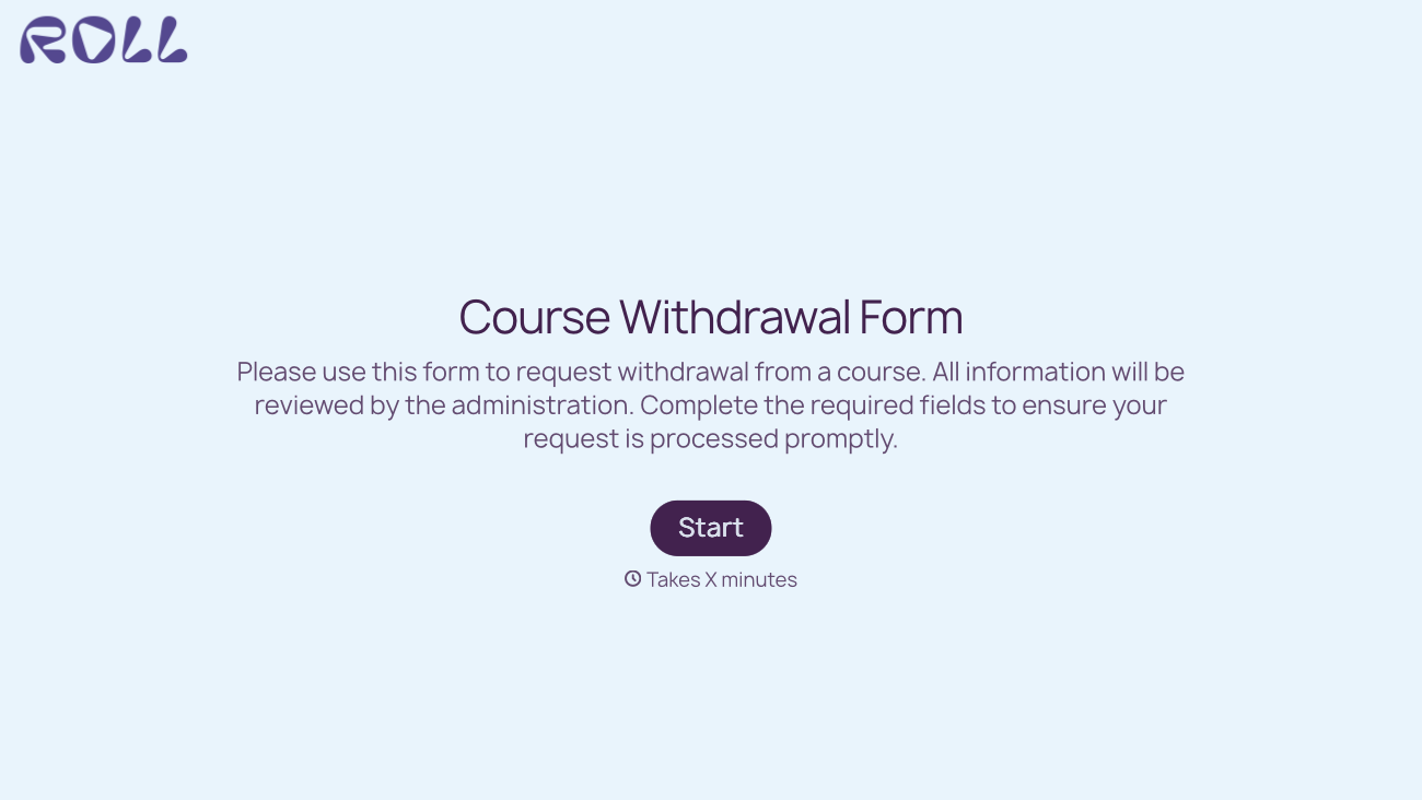 Course Withdrawal Form Template