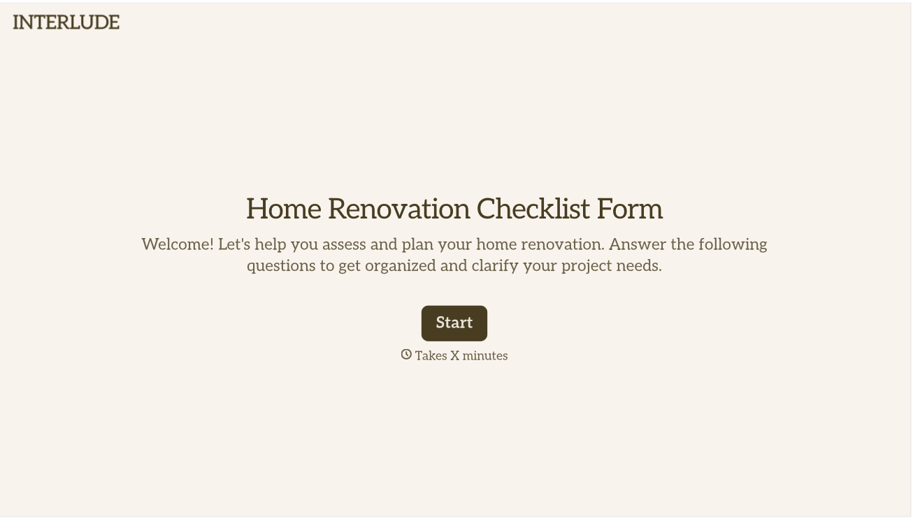 Home Renovation Checklist Form Template