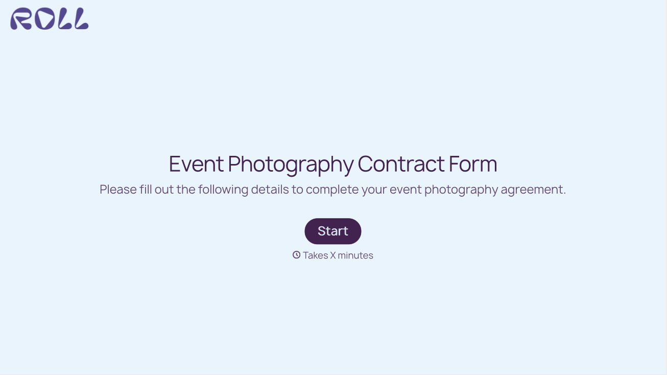 Event Photography Contract Form Template