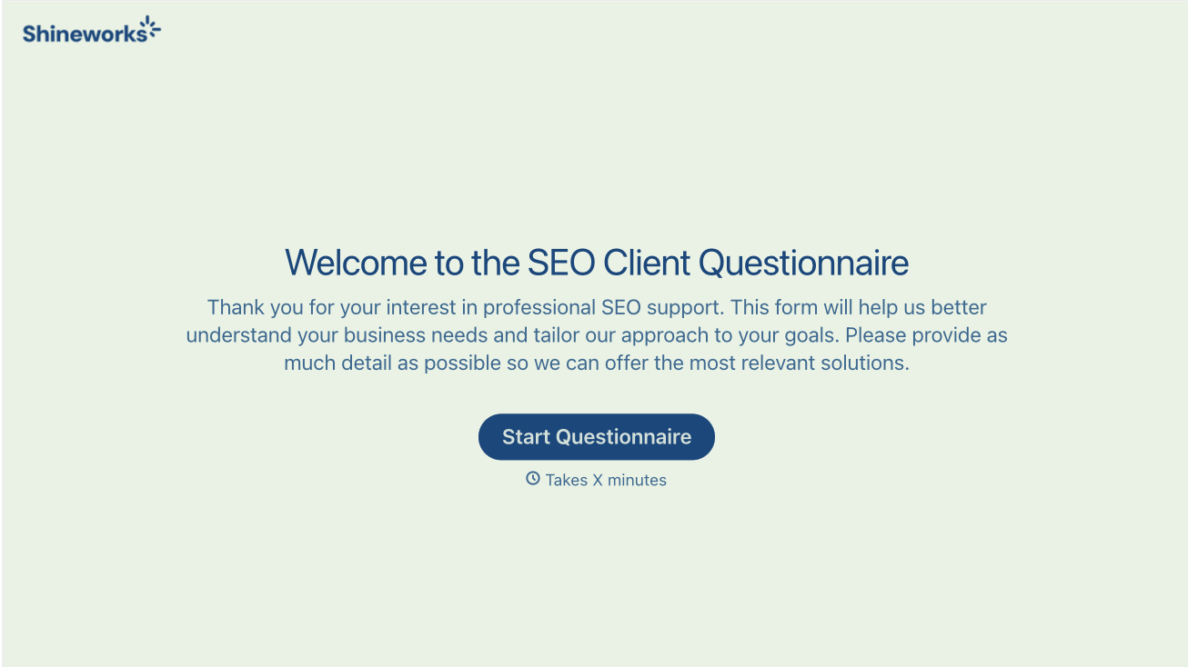 SEO Client Questionnaire Form Template