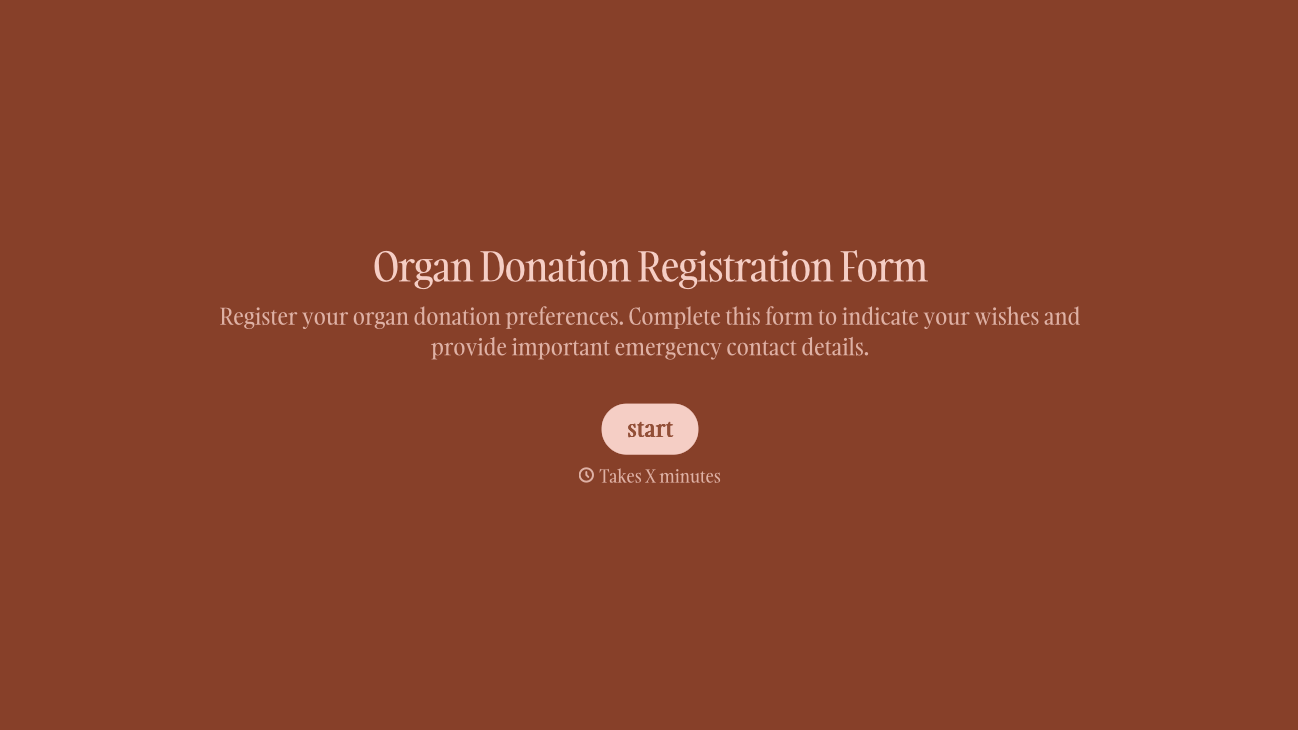 Organ Donation Registration Form Template
