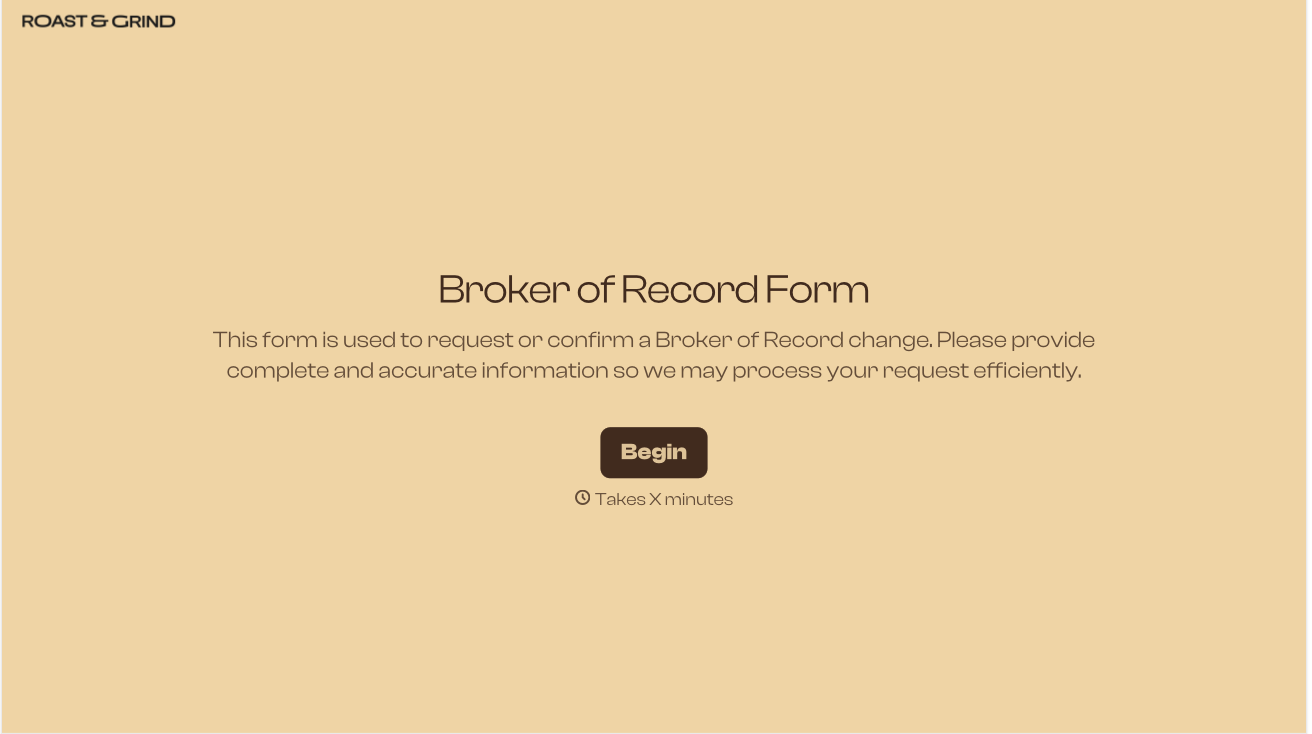 Broker of Record Form Template