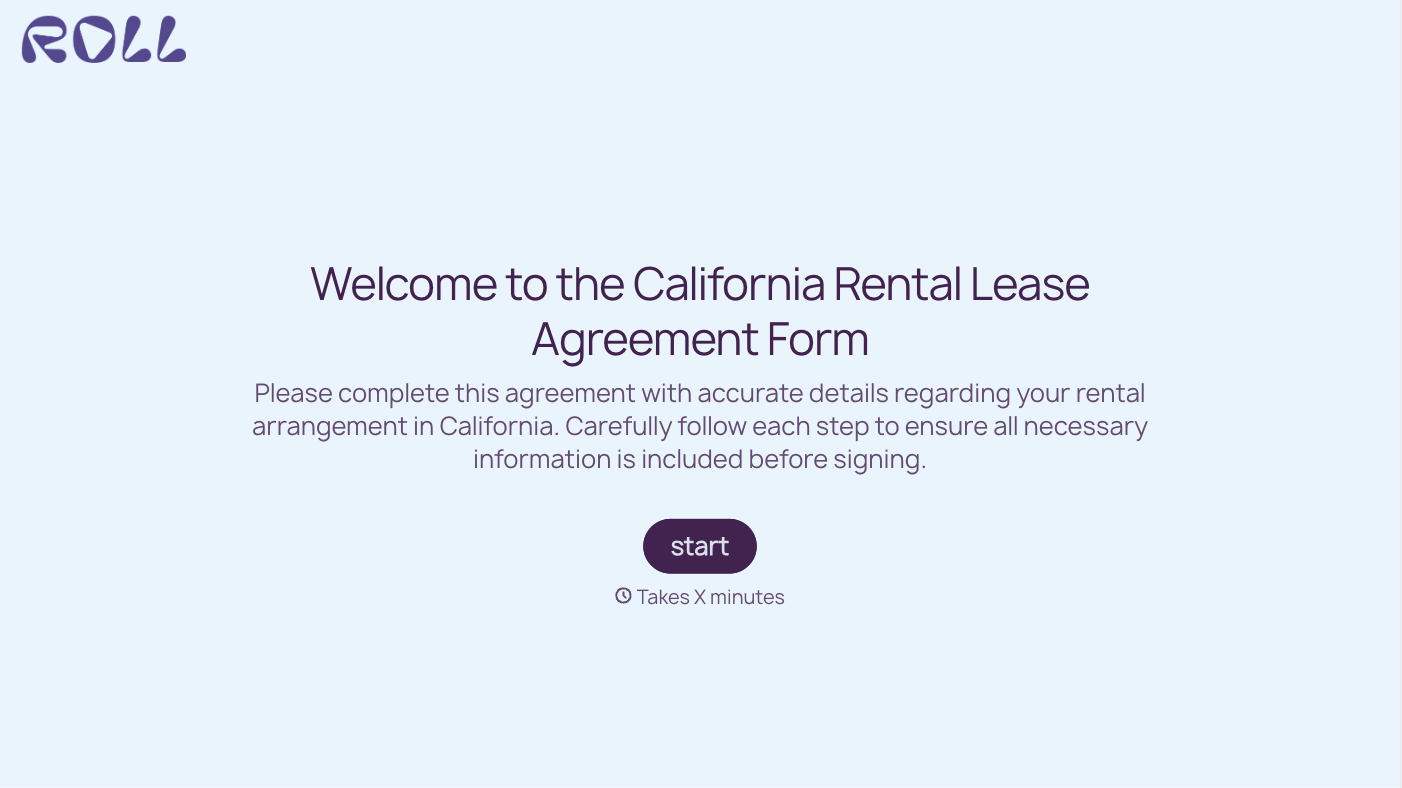 California Rental Lease Agreement Form Template