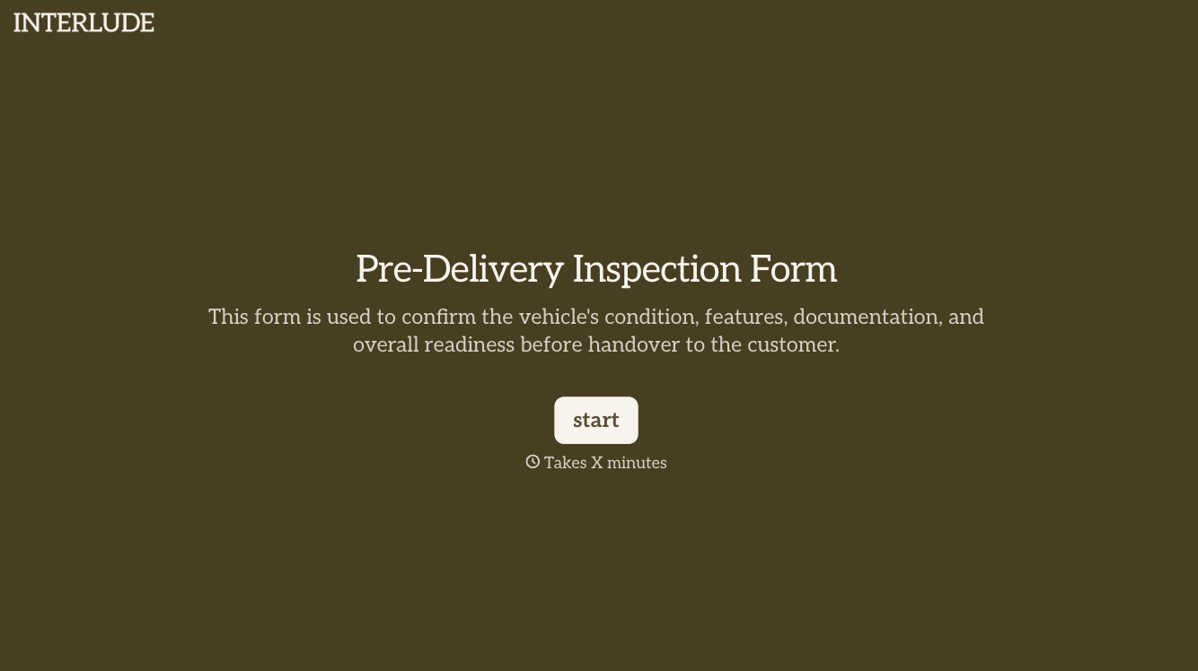 Pre-delivery inspection form template