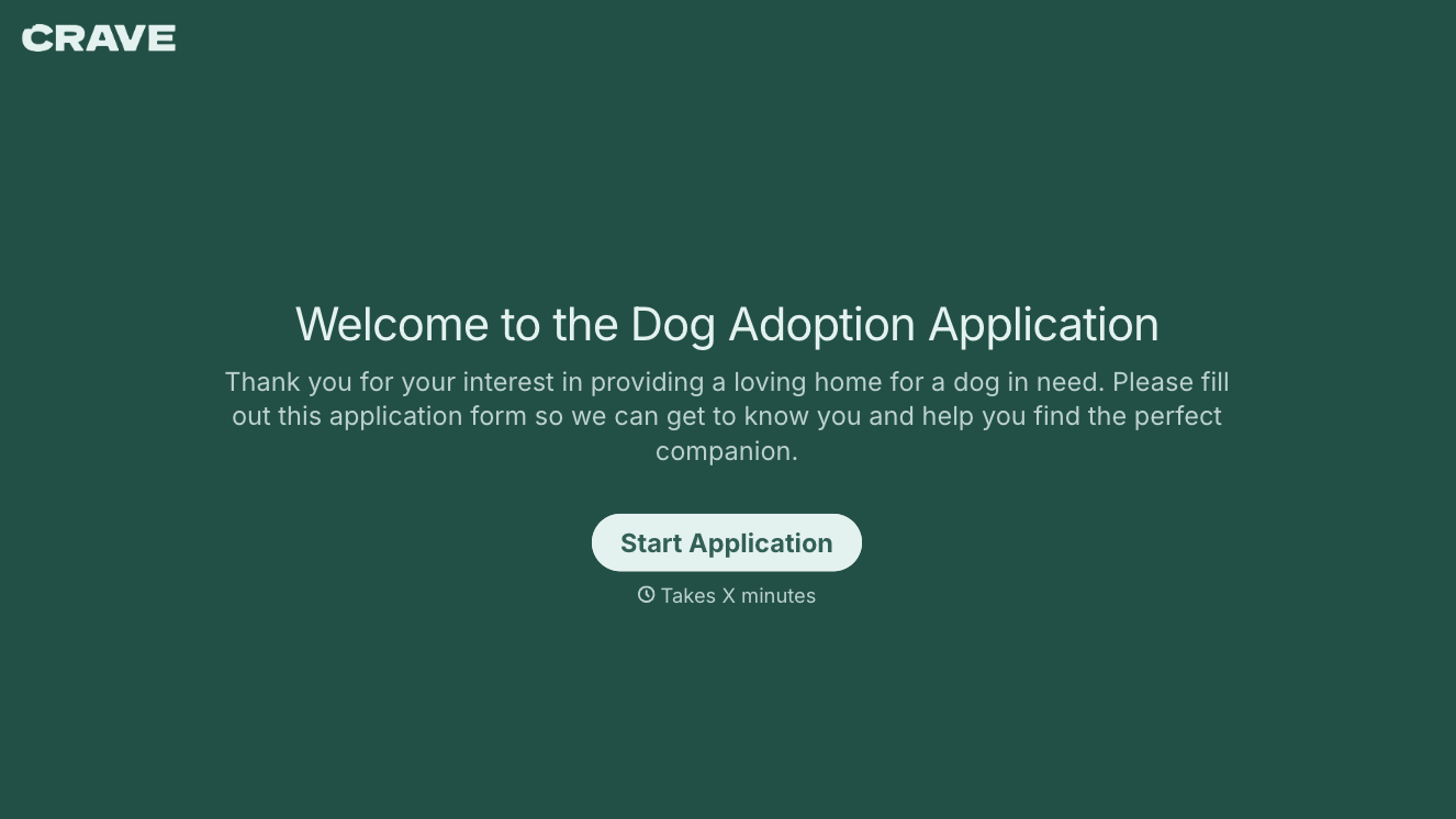 Dog adoption application form