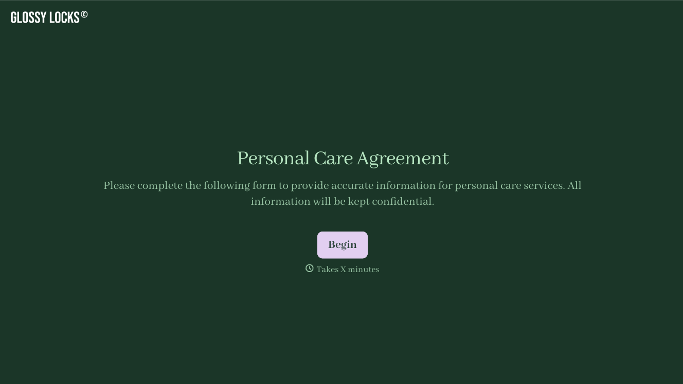 Personal care agreement form