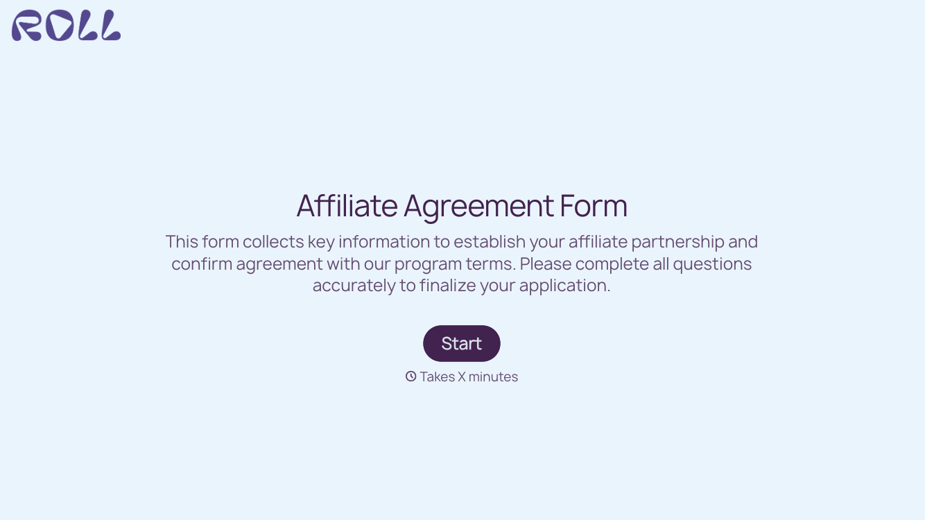 Affiliate agreement form