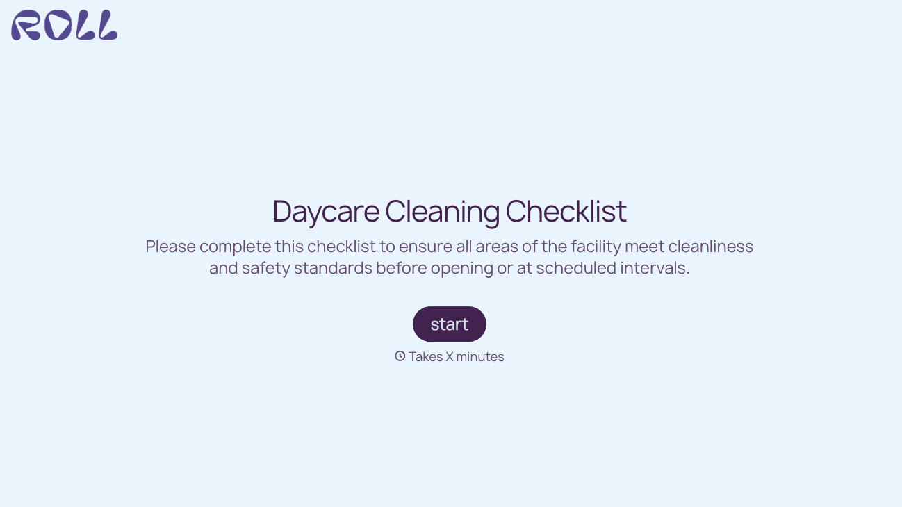 Daycare Cleaning Checklist Form
