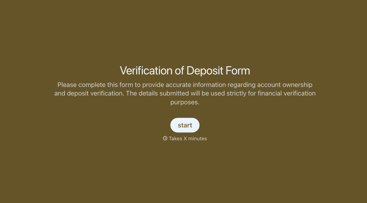 Verification of Deposit Form