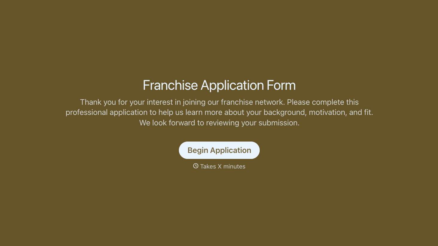 Franchise Application Form
