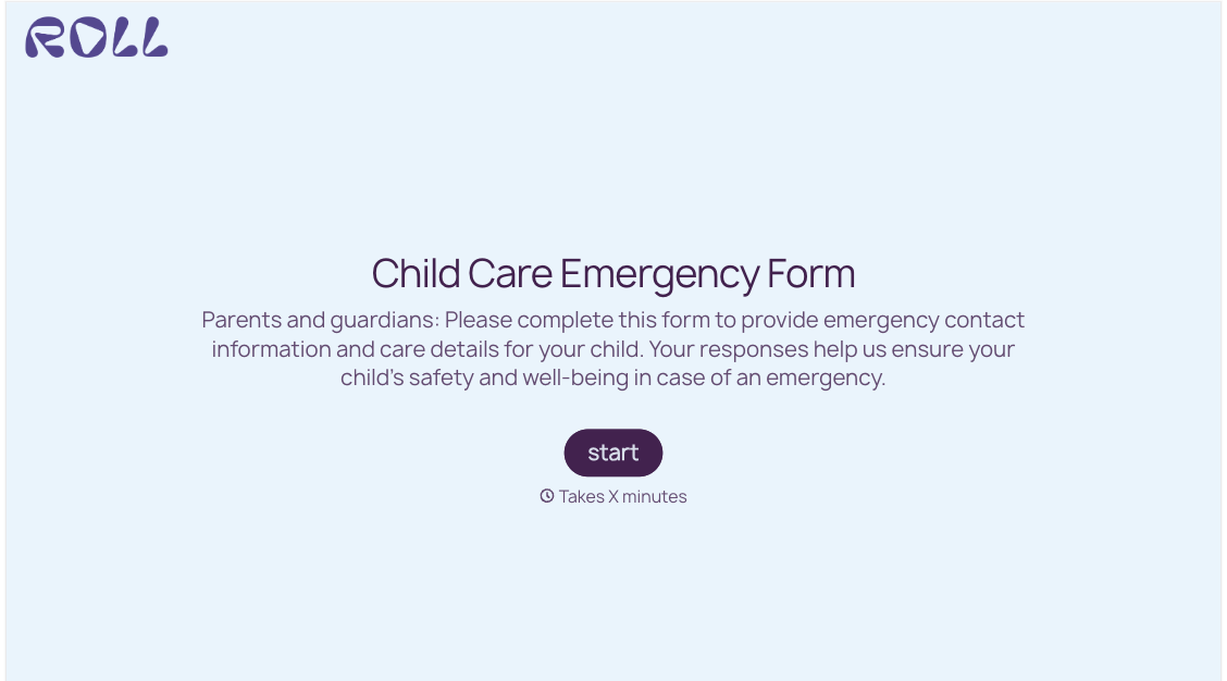 Child care emergency form