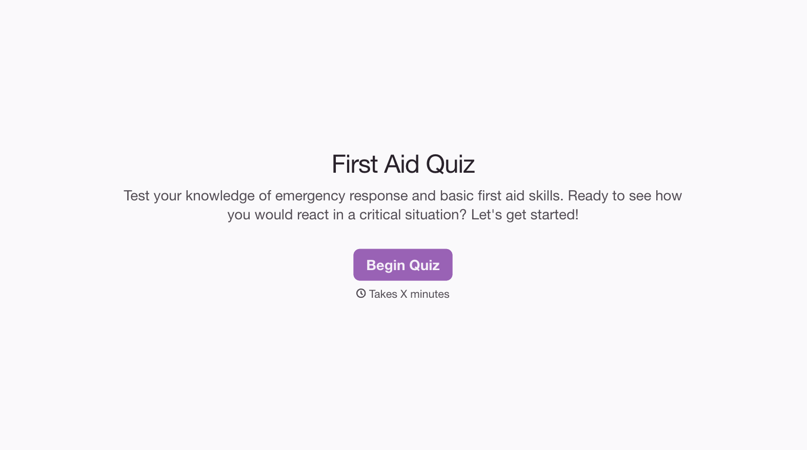 First Aid Quiz Form