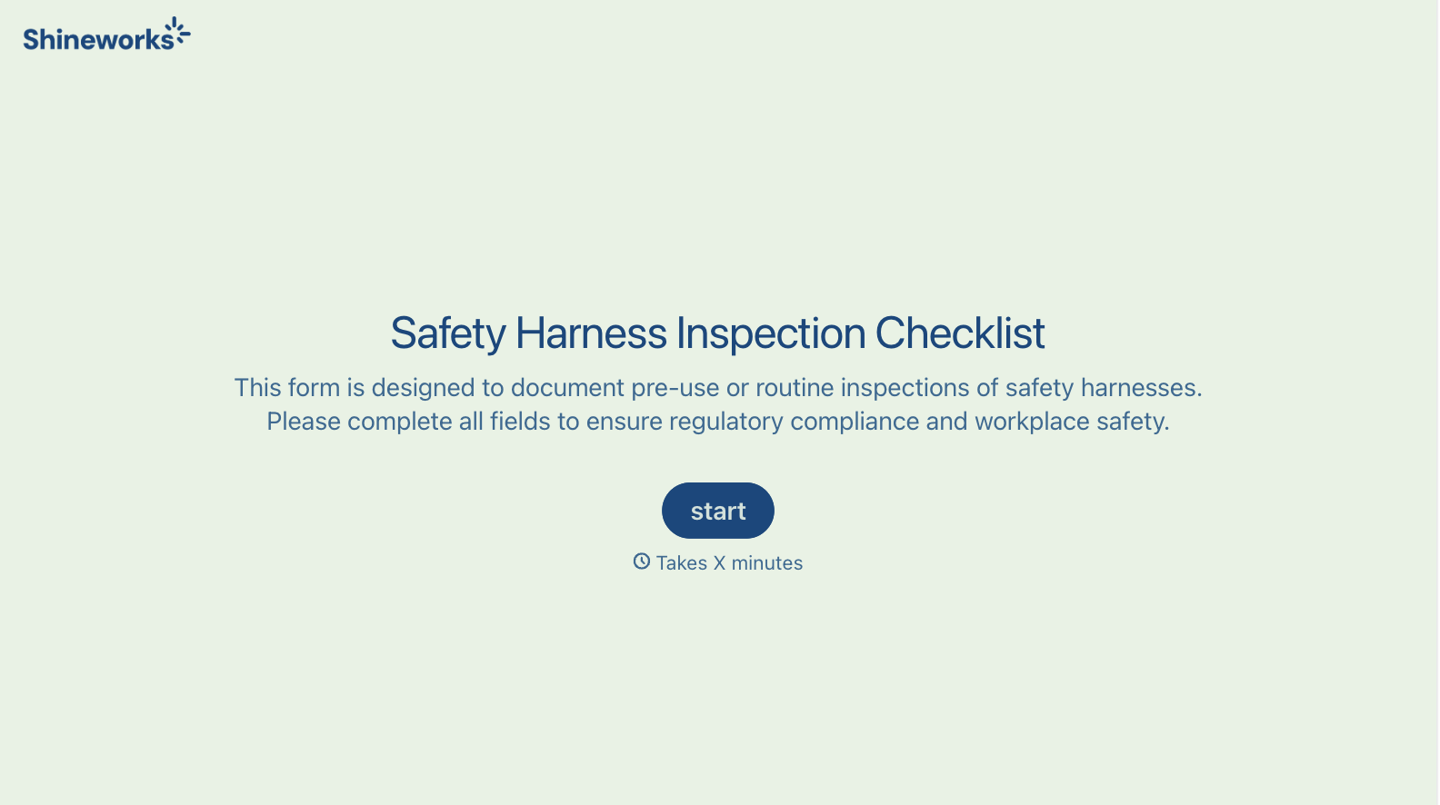 Safety Harness Inspection Checklist Form
