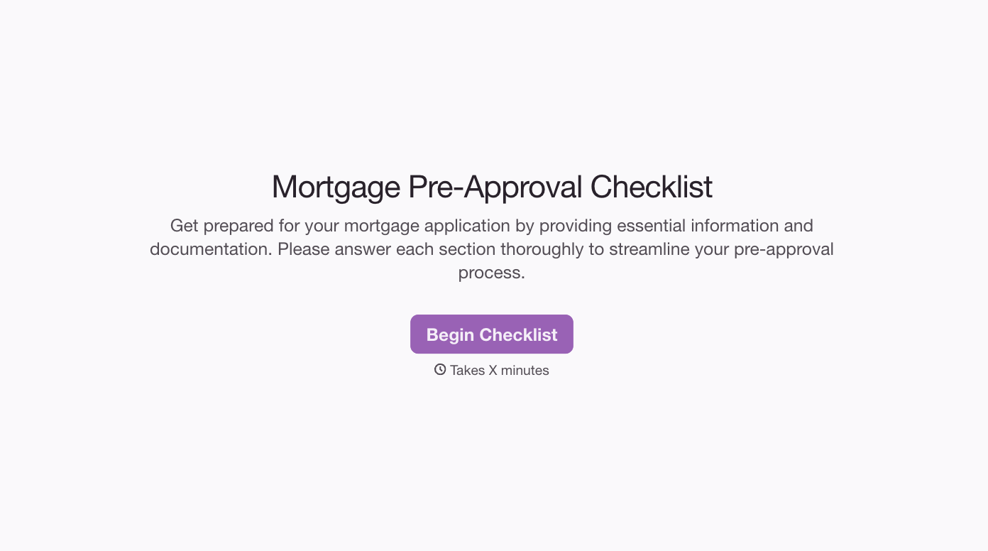 Mortgage Pre-Approval Checklist Form