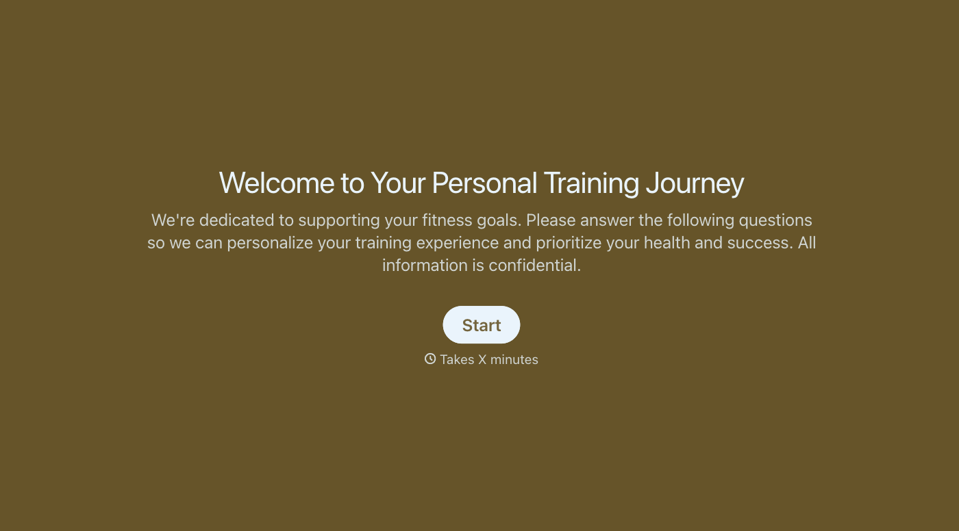 Personal Training Client Intake Form