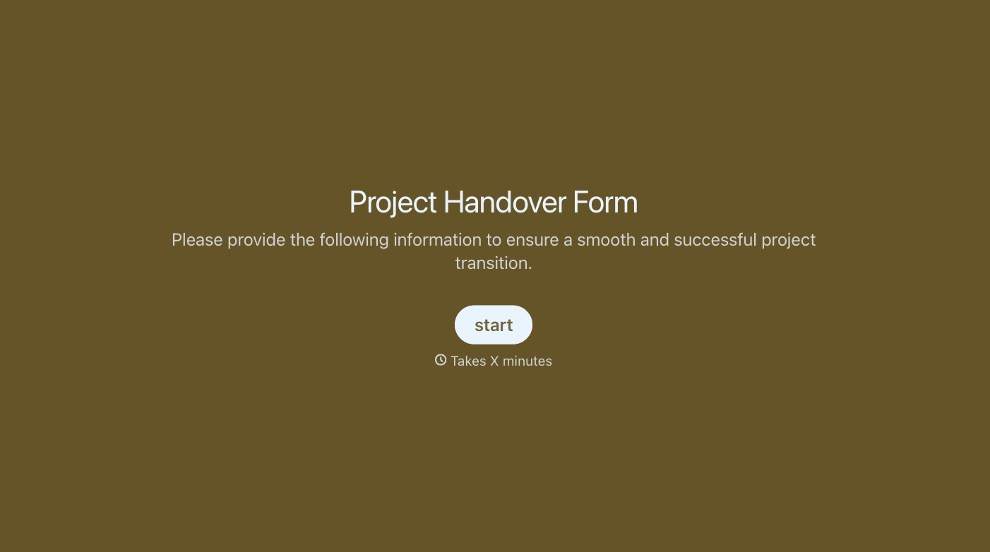 Project Handover Form