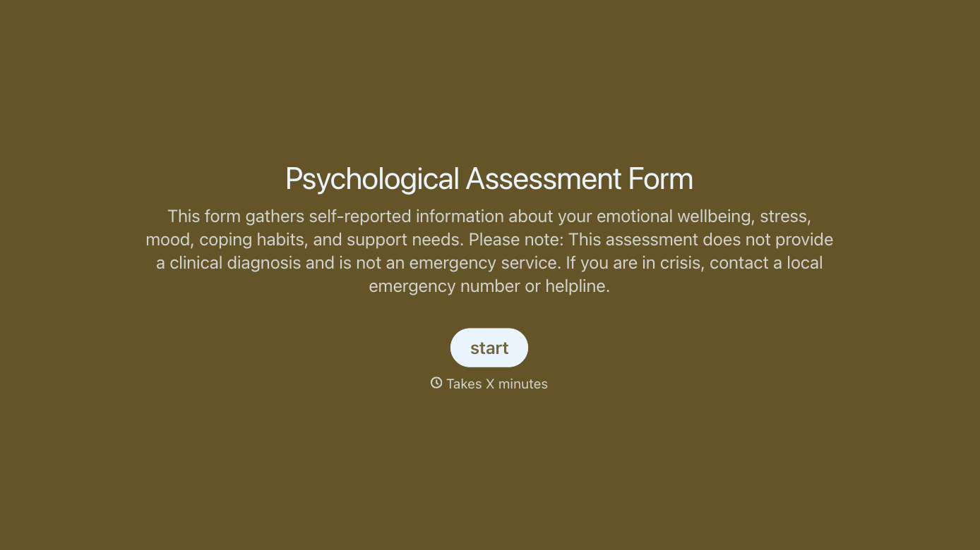 Psychological Assessment Form